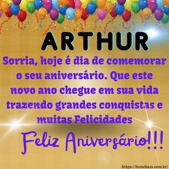 Parabens Arthur e feliz aniversario - mensagens de aniversário