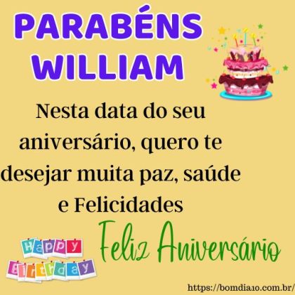 Parabéns e feliz aniversário William 2