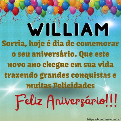 Parabéns e feliz aniversário William